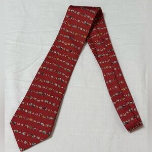 Hermes Paris Silk Tie France 7832 UA Red Stones Rocks Gems 58”
